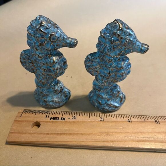 Other - Vintage Teal and Gold Seahorse Salt & Pepper Shakers